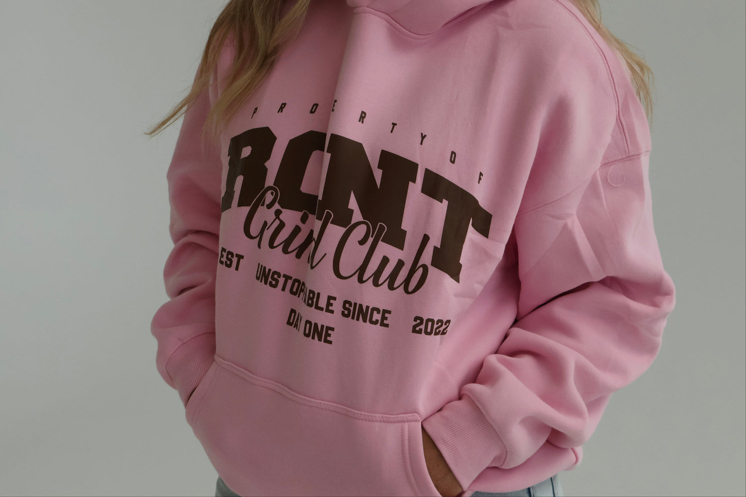 Pink heavyweight Hoodie on female